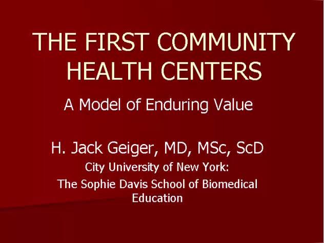 Meet the Author - &quot;The First Community Health Centers: A Model of Enduring Value&quot;