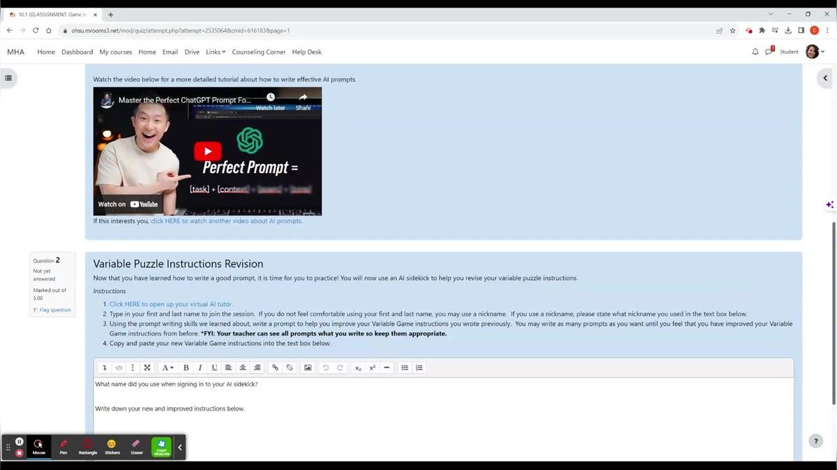 Variable Game Instructions AI Prompt