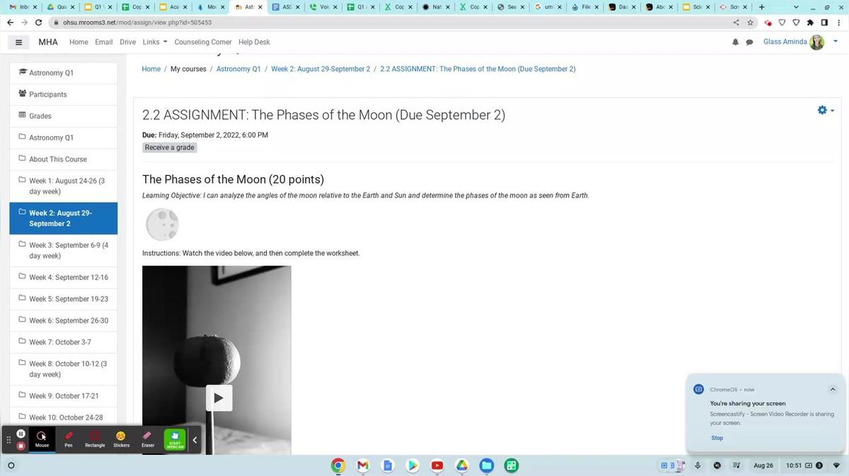 Astronomy Q1 Week 2 Moon Phases Assignment