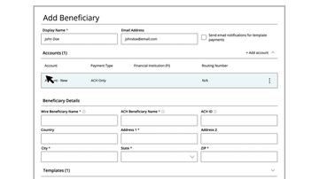Beneficiaries Setup - ACH Only