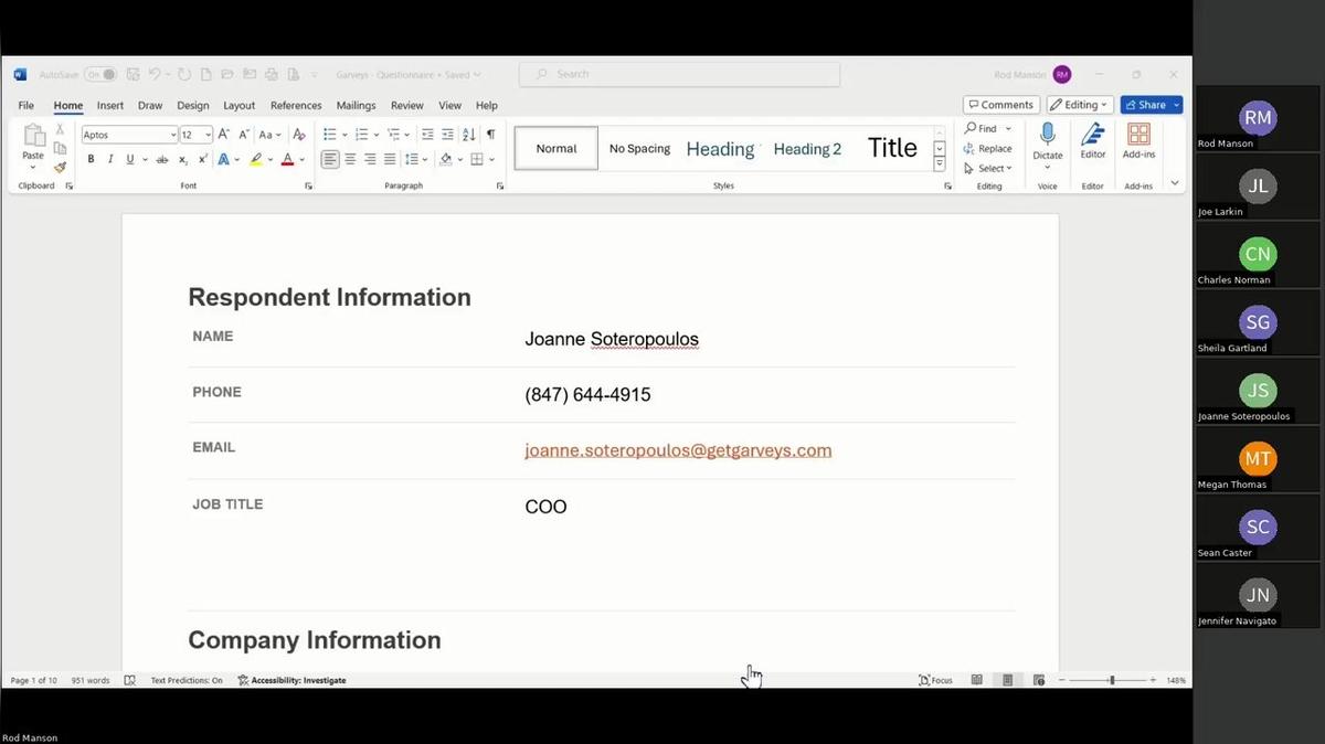 Garveys_01 - Questionnaire Review