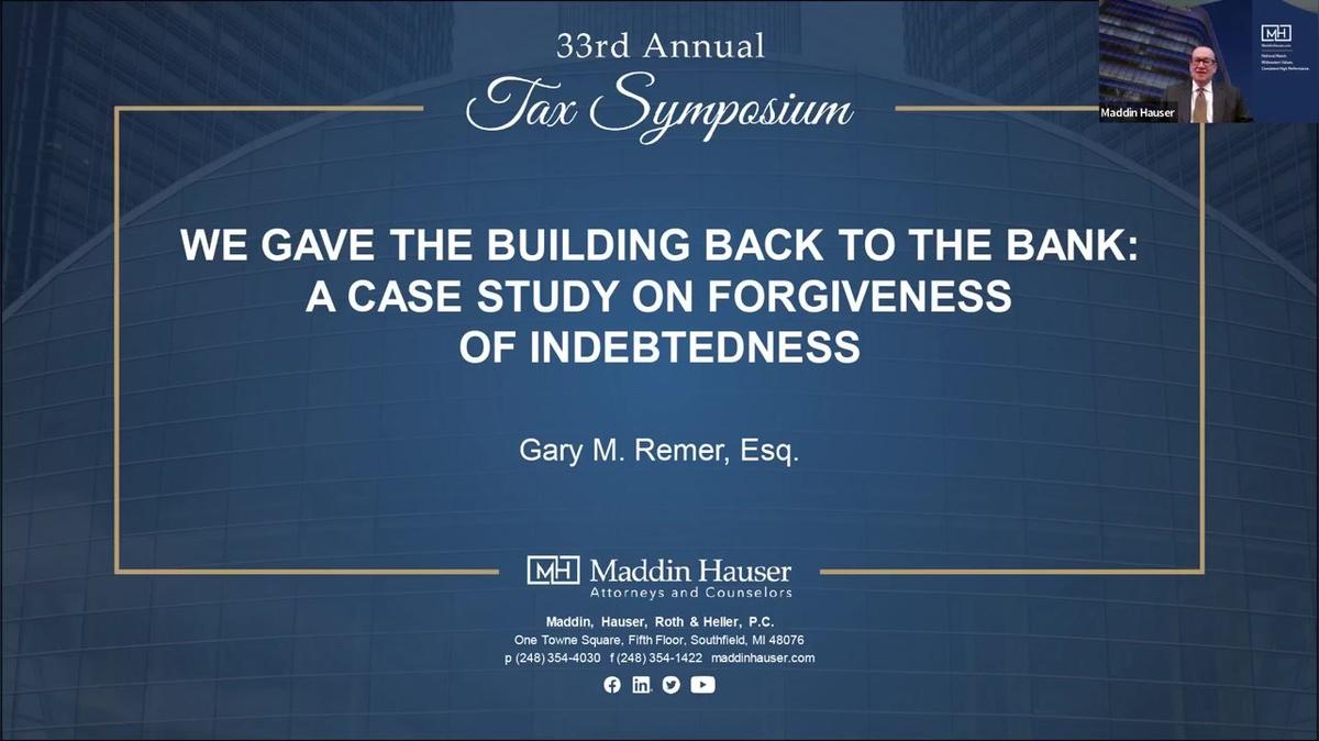 33rd Tax Symposium: Gary Remer