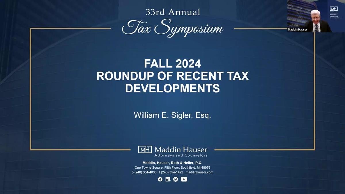 33rd Tax Symposium: William Sigler