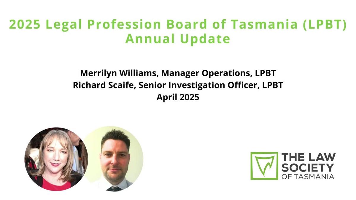2025 Update: Legal Profession Board of Tasmania (LPBT)