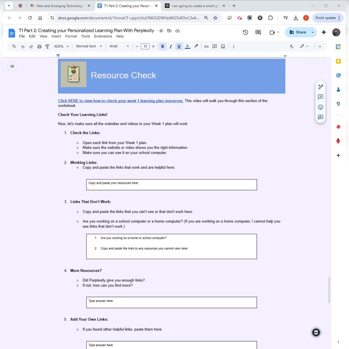 T1 Checking Resources Week 1