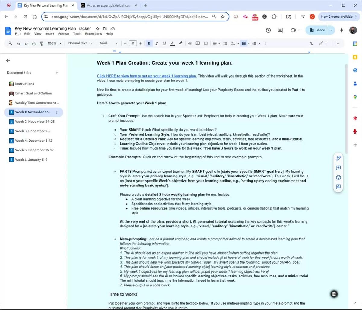 G Week 1 Learning Plan 2.0