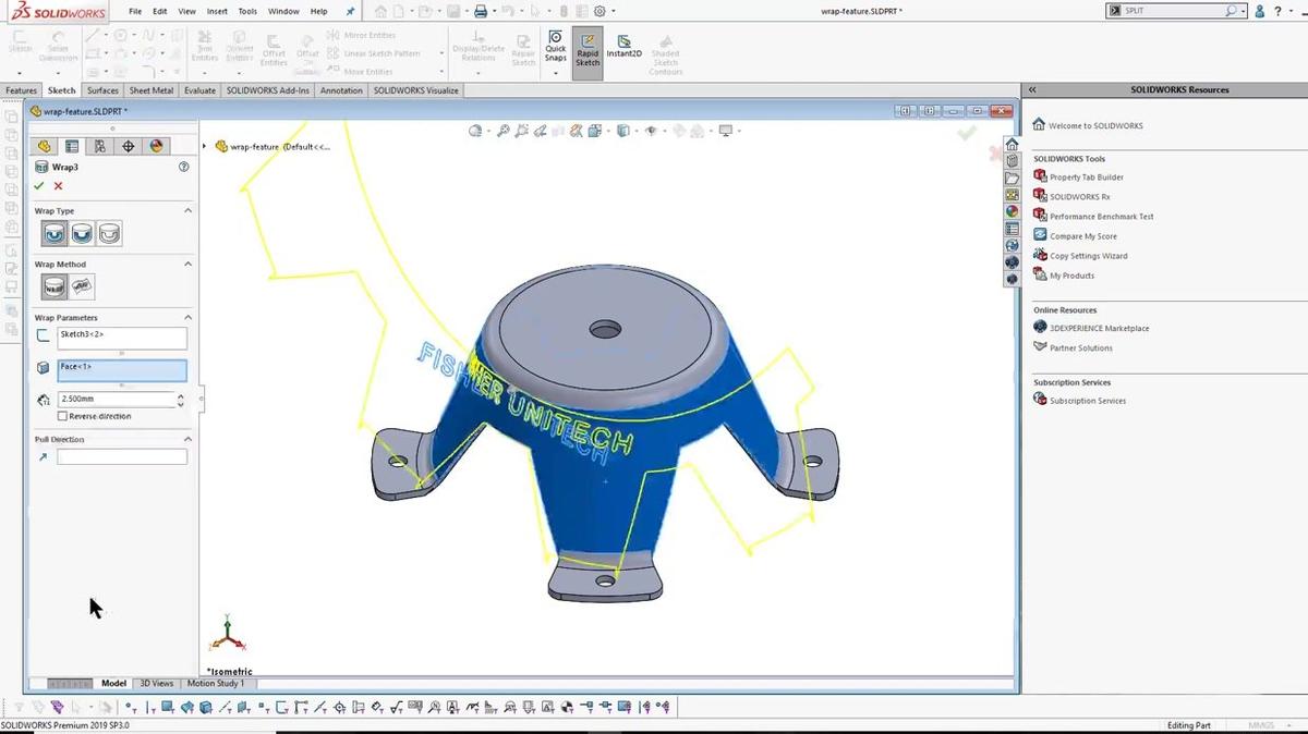 SOLIDWORKS - Wrap Feature