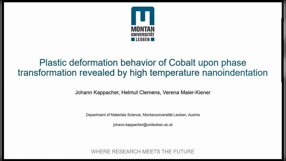 Johann Kappacher: Plastic deformation behavior of Cobalt upon phase transformation revealed by high temperature nanoindentation