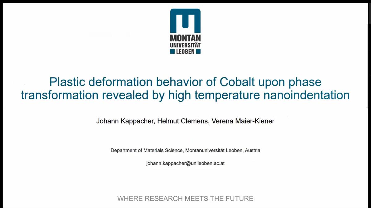 Johann Kappacher: Plastic deformation behavior of Cobalt upon phase transformation revealed by high temperature nanoindentation
