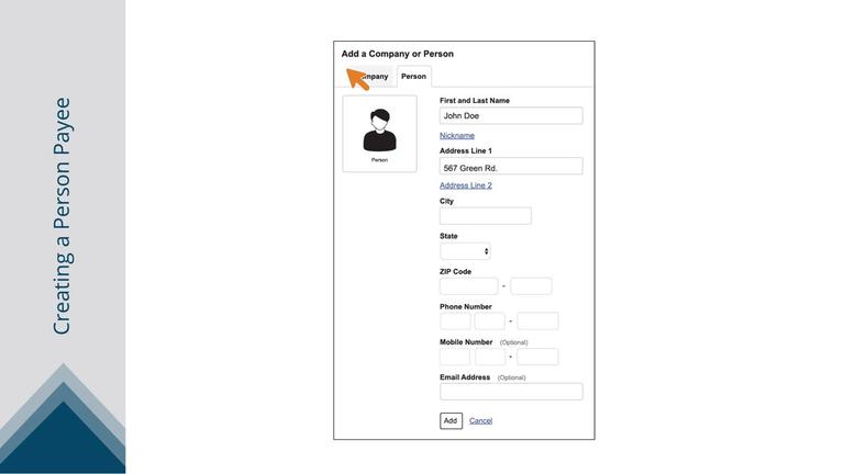 Creating a Payee - Person