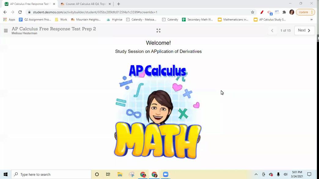AP Calculus Student Session AP Test Prep 2