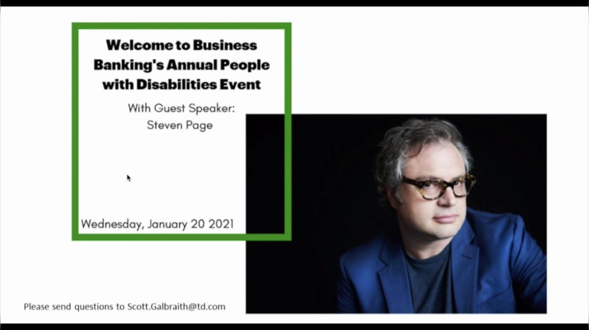 Business Banking&#39;s Annual PWD Event: Steven Page-Jan 2021