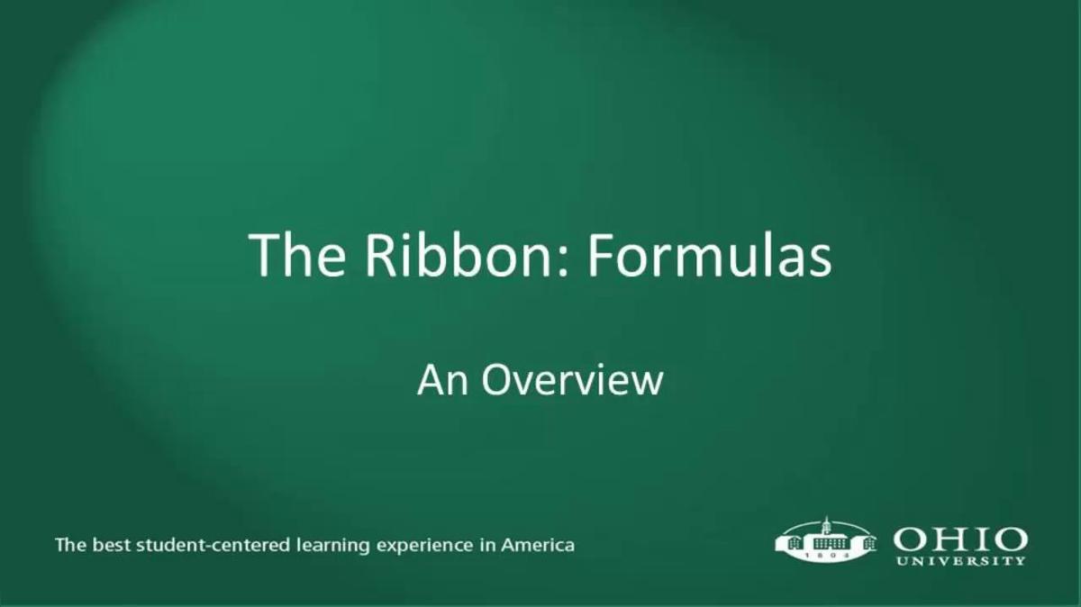 Module 04: The Ribbon Formulas