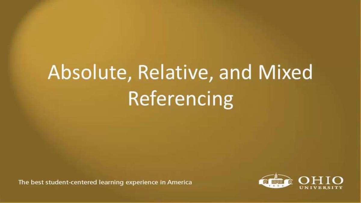 Module 01: Absolute Relative and Mixed Referencing