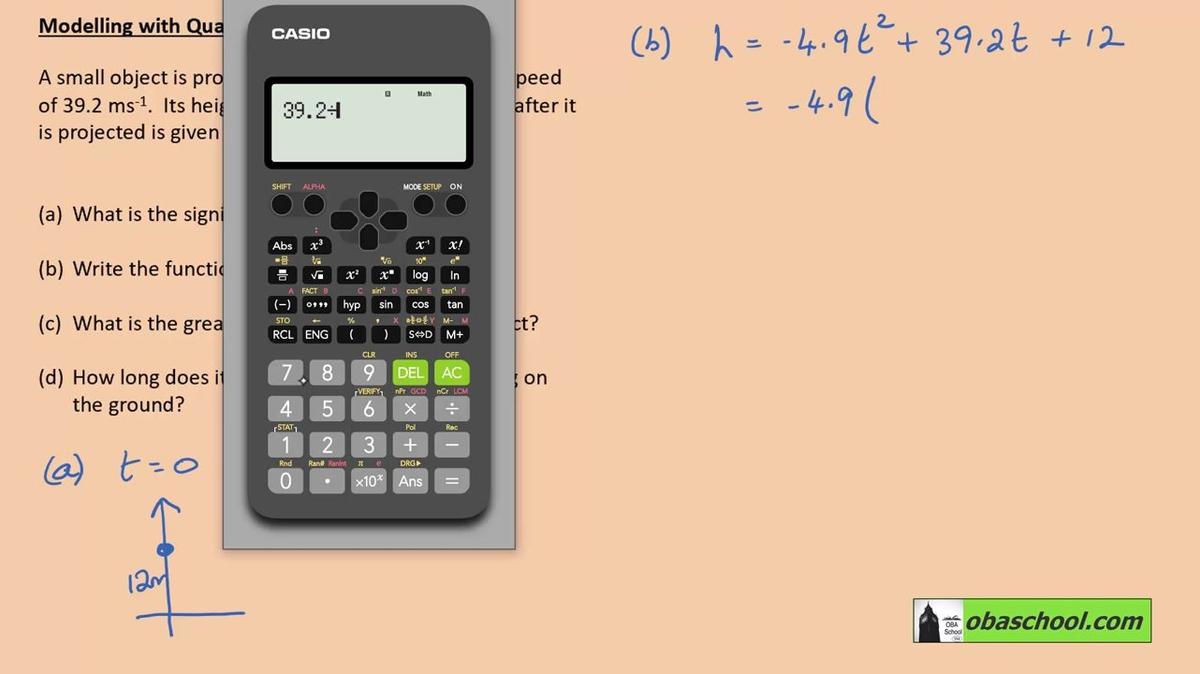 2.6.2 - Modelling with Quadratics - Example 1
