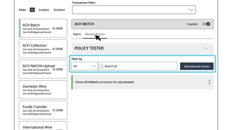 Allowed Actions Overview