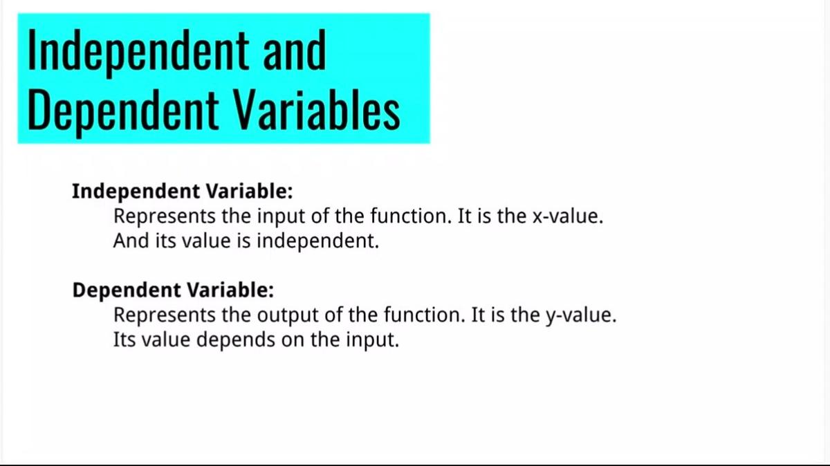 Math 8 Independent and Dependent Variable Review