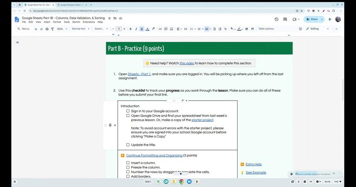 Google Sheets Part 1B - Practice