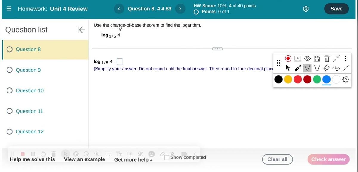 Math 1050 Unit 4 Review #8