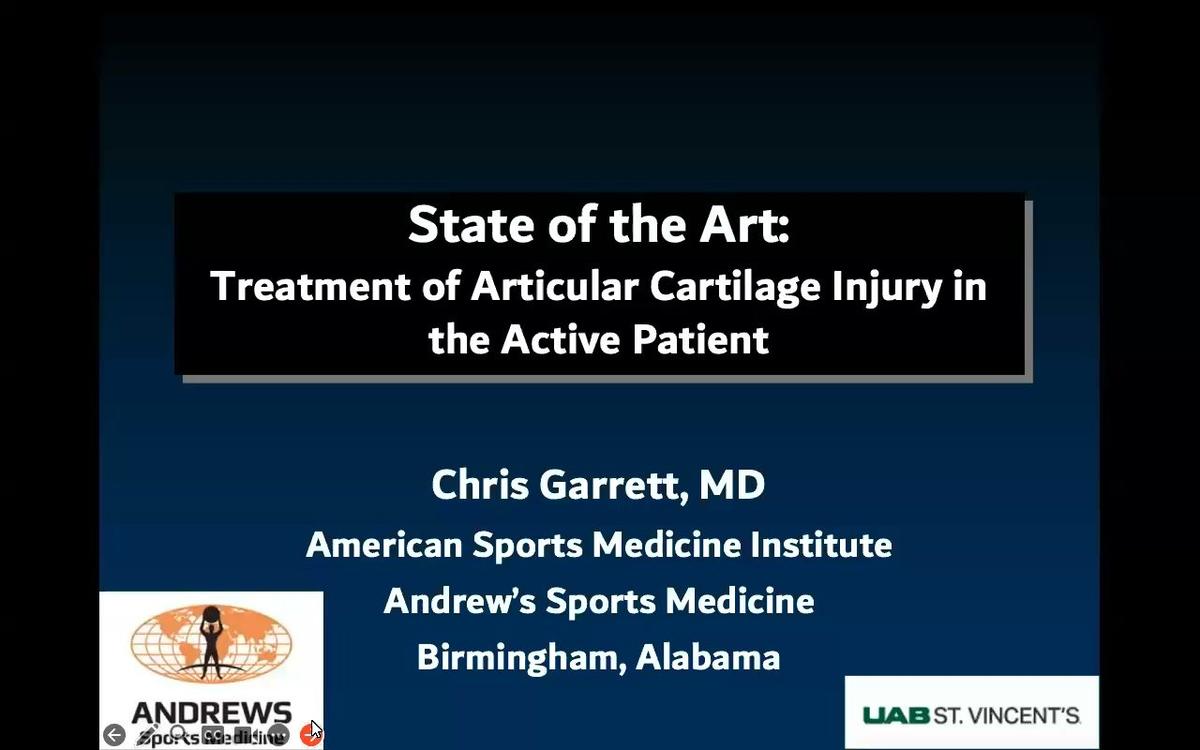 State of the Art Treatment of Articular Cartilage Injury in the Active Patient