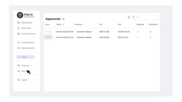 FFB FX – Approvers