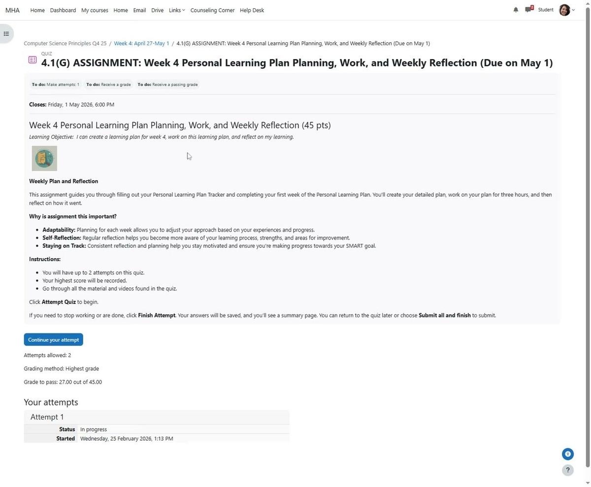Creating Your First Weekly Personal Learning Plan Assignment Instructions (1)