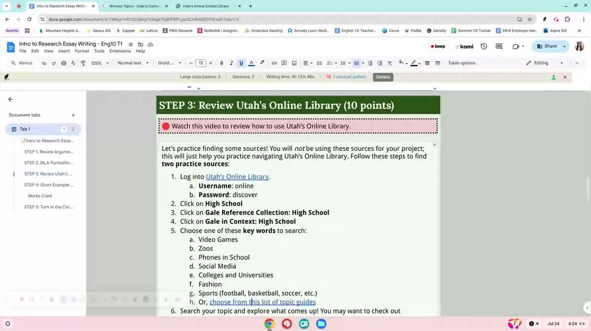 Practice Finding Sources on Utah&#39;s Online Library
