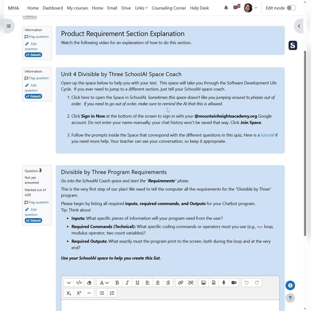 (T1)_ Unit 4 Test Product Requirement Section