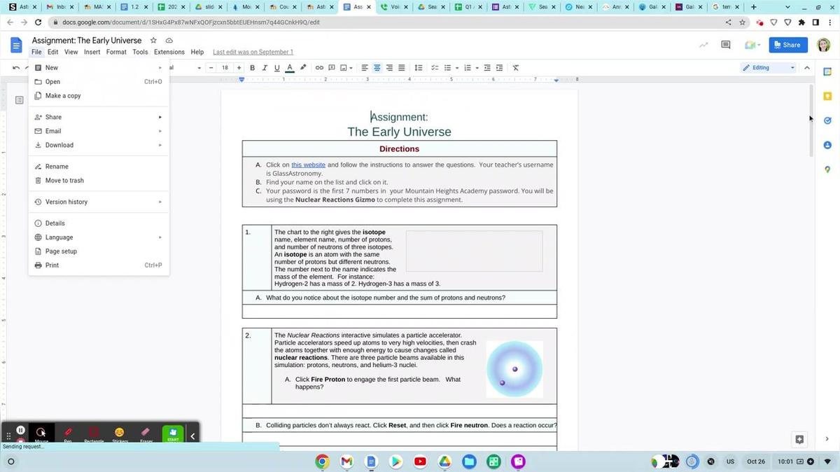 Early Universe Assignment (Astronomy)