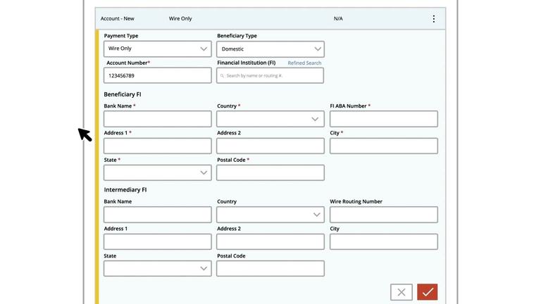Beneficiary Setup - Domestic Wire Only