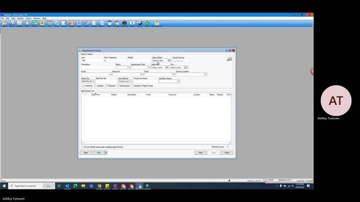 NG PM - Appointment Lookup