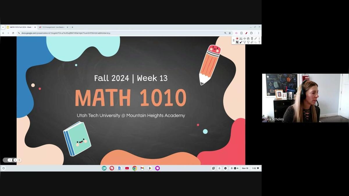 MATH 1010 Fall 2024 - Week 13 Live Session