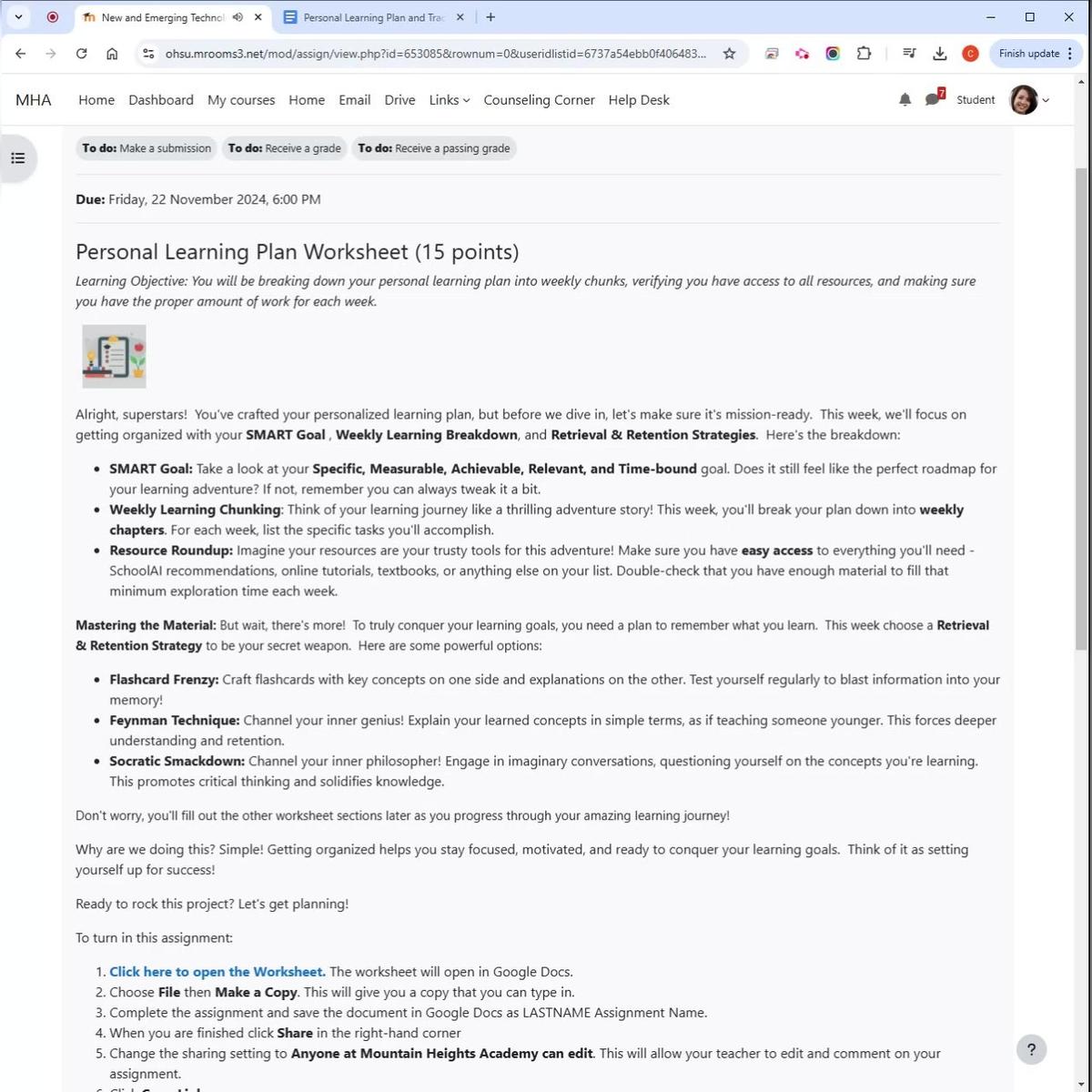 Personal Learning Plan and Tracking Document Overview