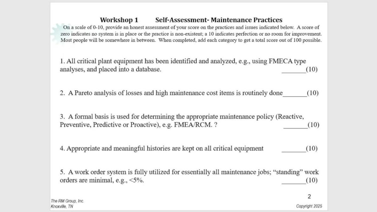 CONNECT CONVERSATIONS 2025_Maintenance Practices - Self-Assessment by Ron Moore, Gary Tyne, Andrew Fraser, Doug Plucknette