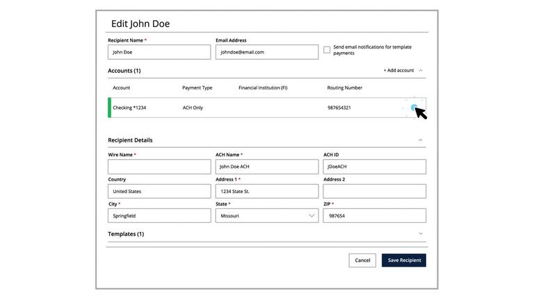 Editing or Deleting a Recipient