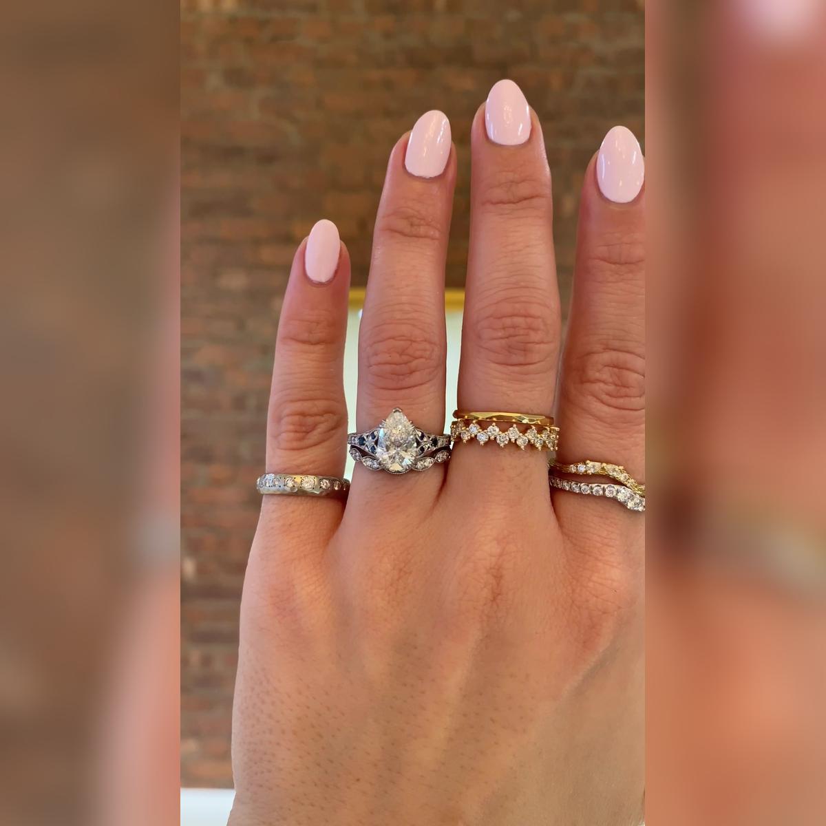 Skyla Sapphire - Pear Wedding Band Pairings