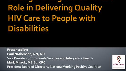 Cultural Competence: Strengthening the Clinician's Role in Delivering Quality HIV Care among People with Disabilities