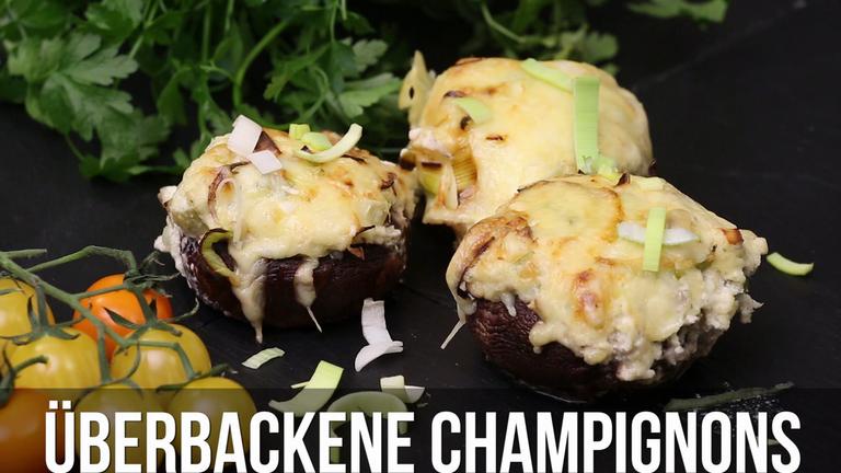 Überbackene Champignons mit Frischkäsefüllung