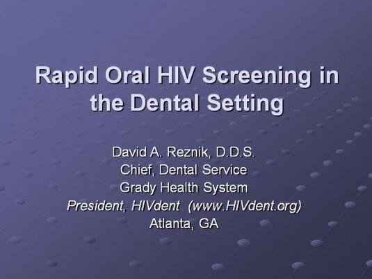 HIV Screening in the Dental Setting