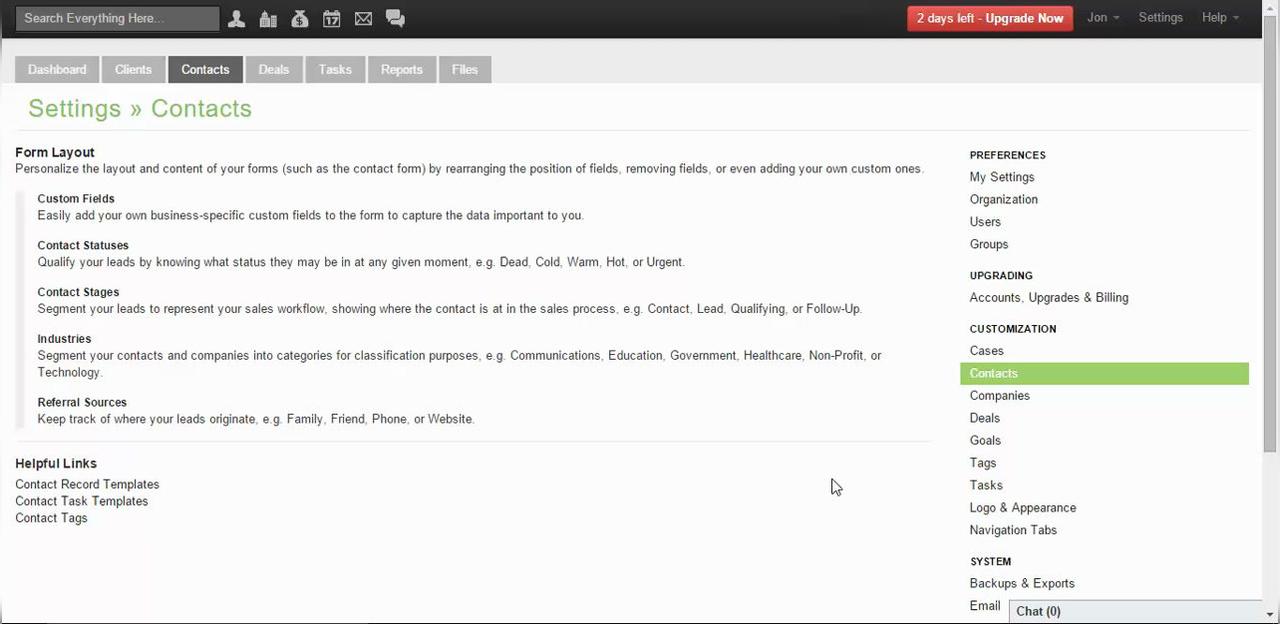Contact Form Settings