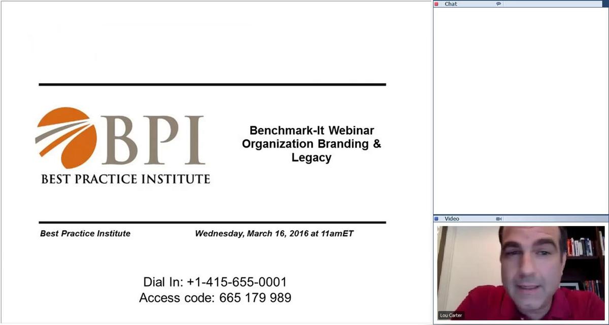 Benchmark-It Webinar Organization Branding &amp; Legacy
