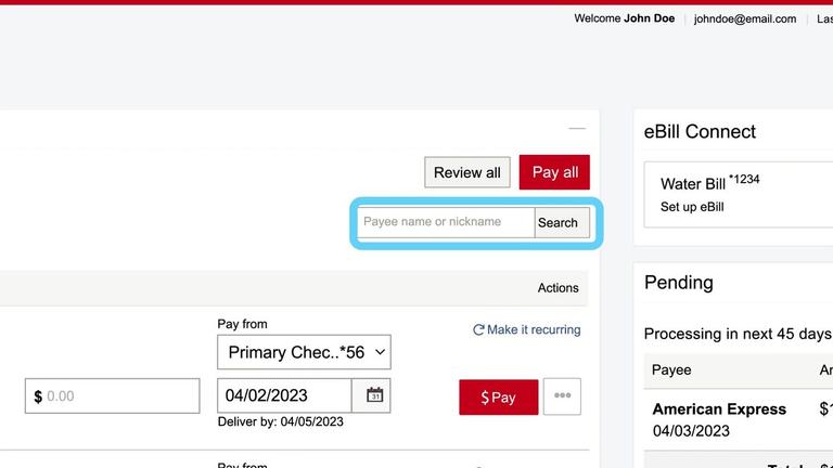 Bill Pay Navigation