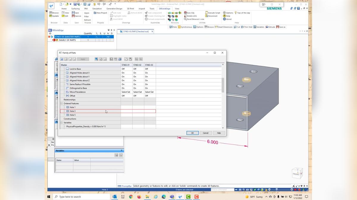 Managing Solid Edge (Family of Parts) and (Family of Assemblies) within MechWorks PDM.
