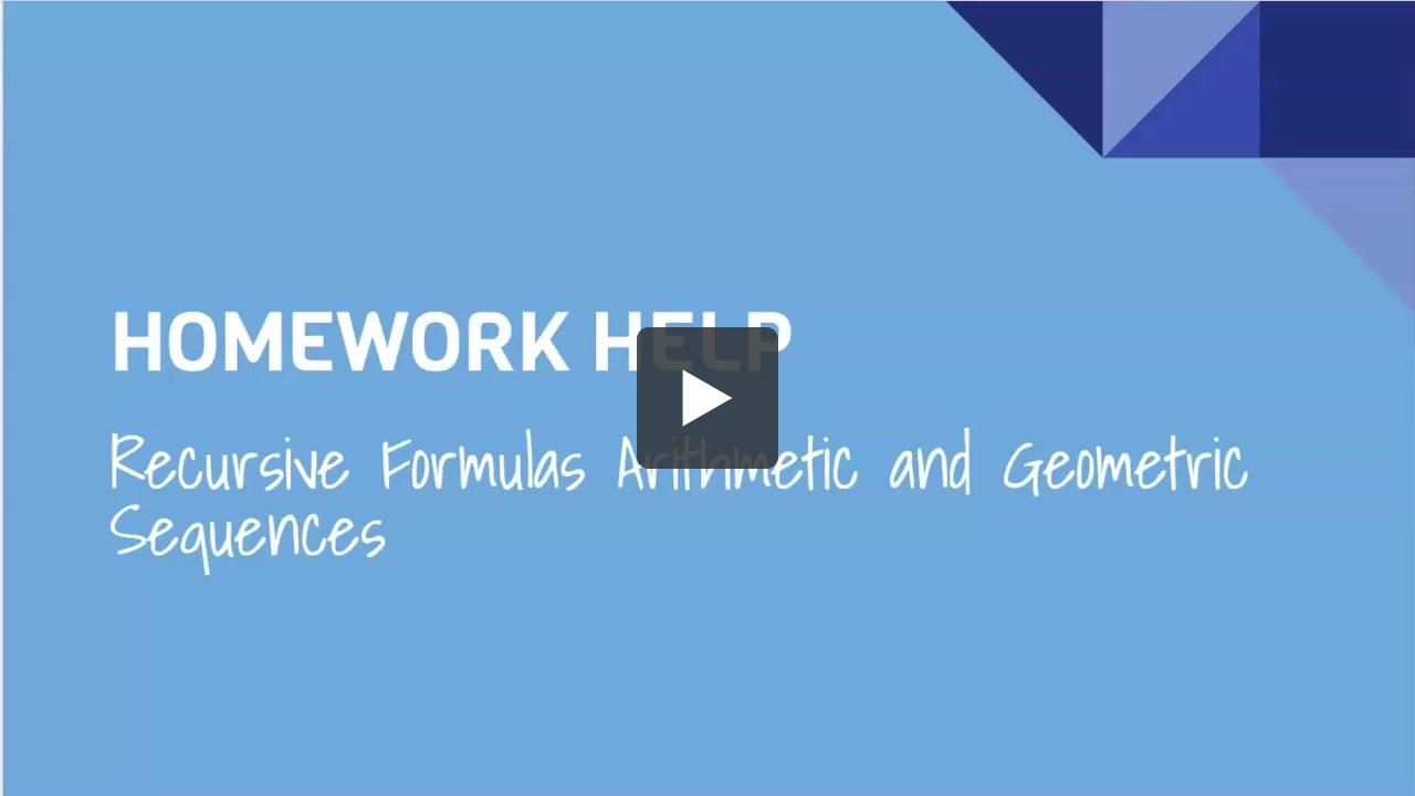 Recursive Formulas of Arithmetic and Geometric Sequences.mp4 ...