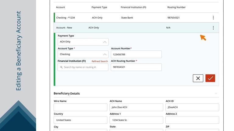 Editing or Deleting a Beneficiary