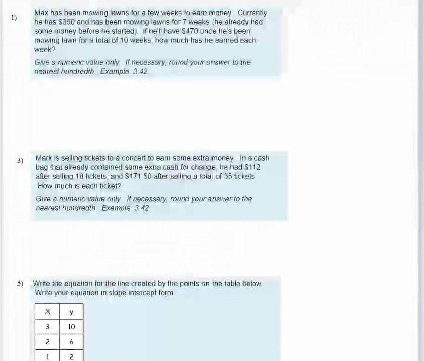 Math I Supplemental Slope and Euqations Homework Help Video.mp4