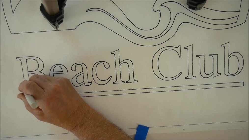 tracing a graphic design  for a vinyl cut beach sign