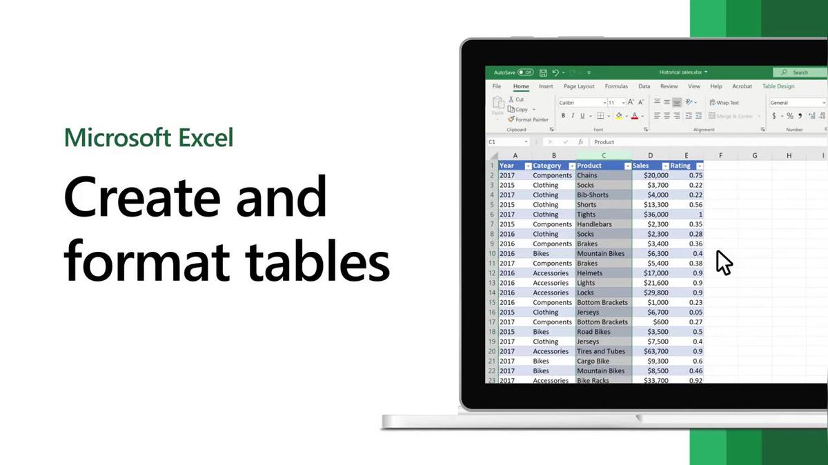 How to create and format tables in Microsoft Excel