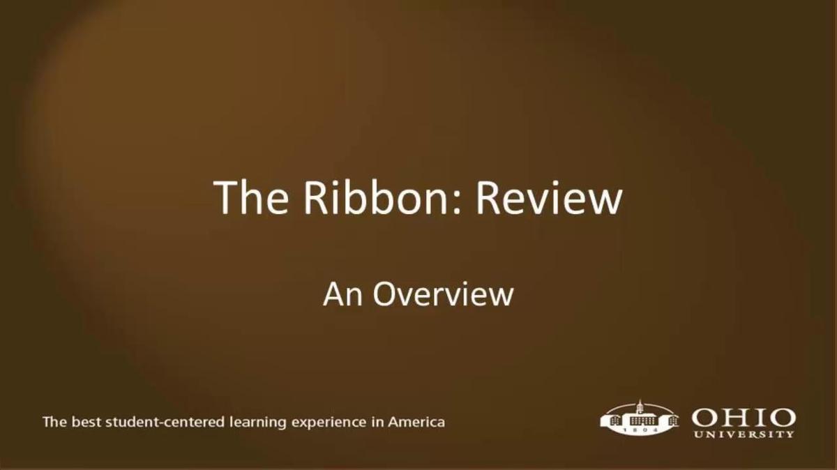 Module 10: The Ribbon - Review