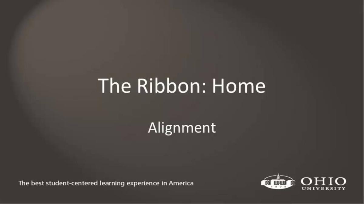 Module 05: The Ribbon - Alignment